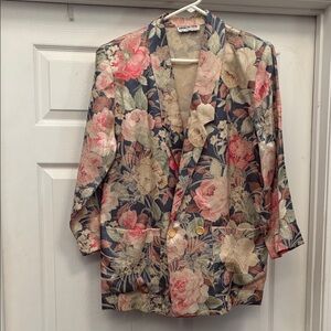 Floral Women's Blazer with Gold Buttons